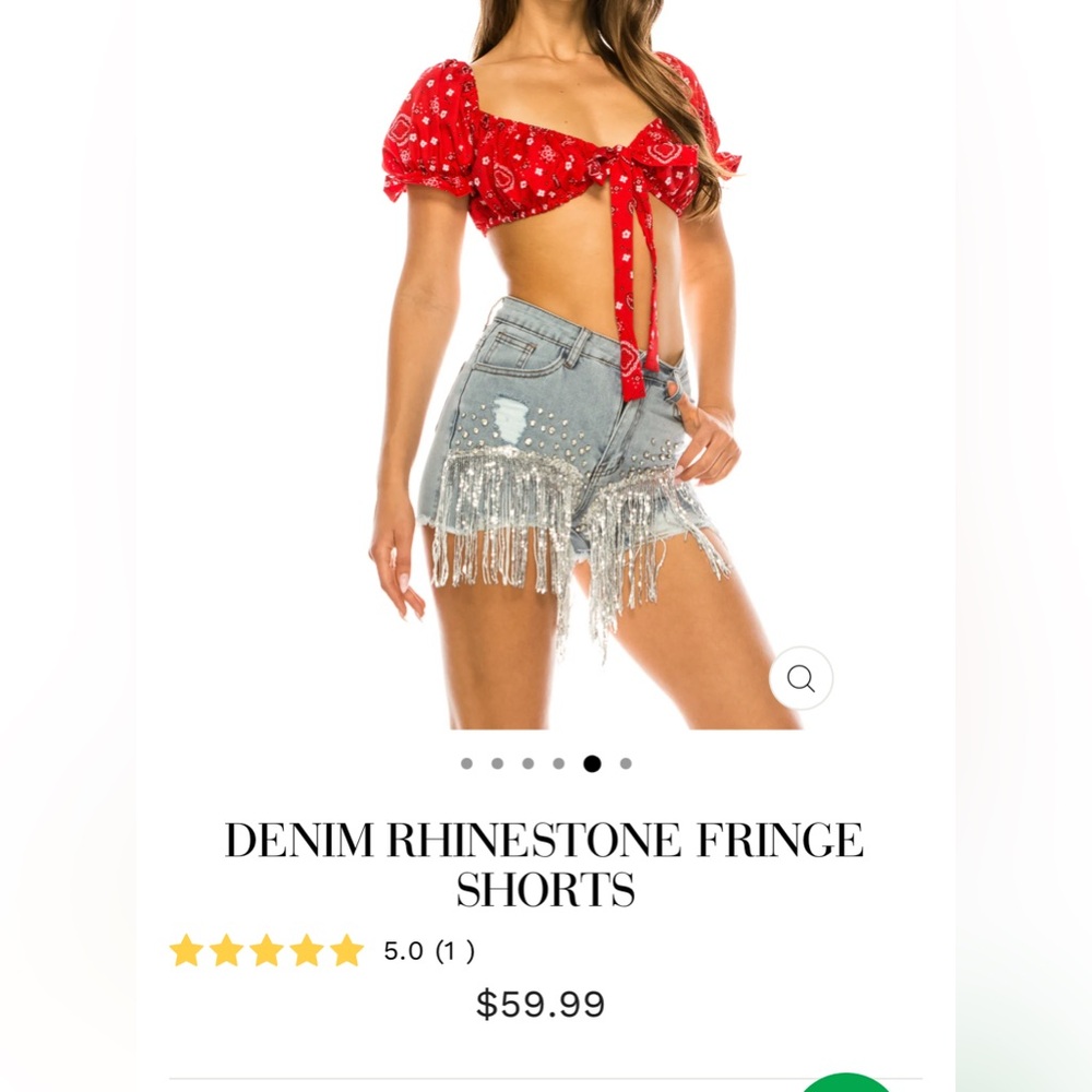 Sequin fringe denim shorts